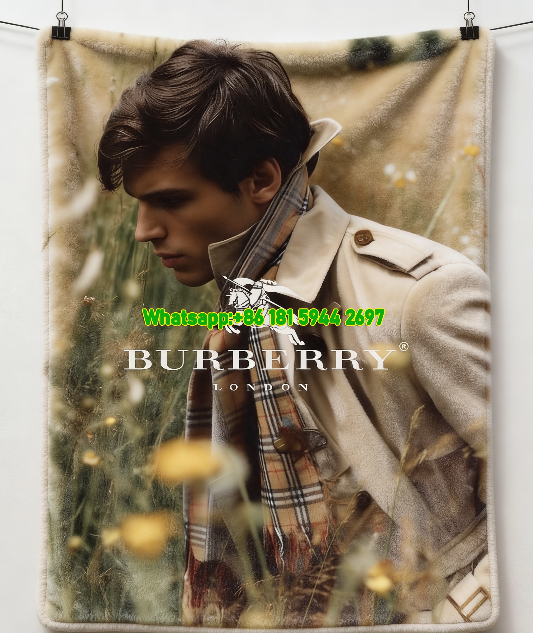 Burberry Trench Coat Check Scarf Field Flannel Sofa Throw Blanket B041
